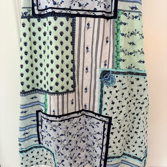 Loft Women’s Blue and White Patchwork Twist Cutout Cami Dress - Picture 9 of 9